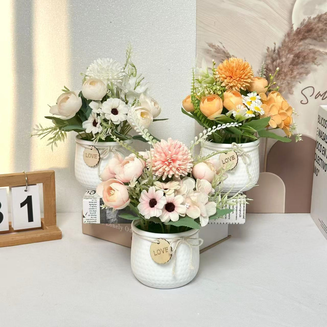 Floral Centerpiece with Decorative Pot for Home Decor