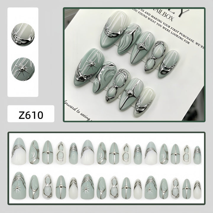 Elegant Artificial Nails with Artistic Accents Stornfield