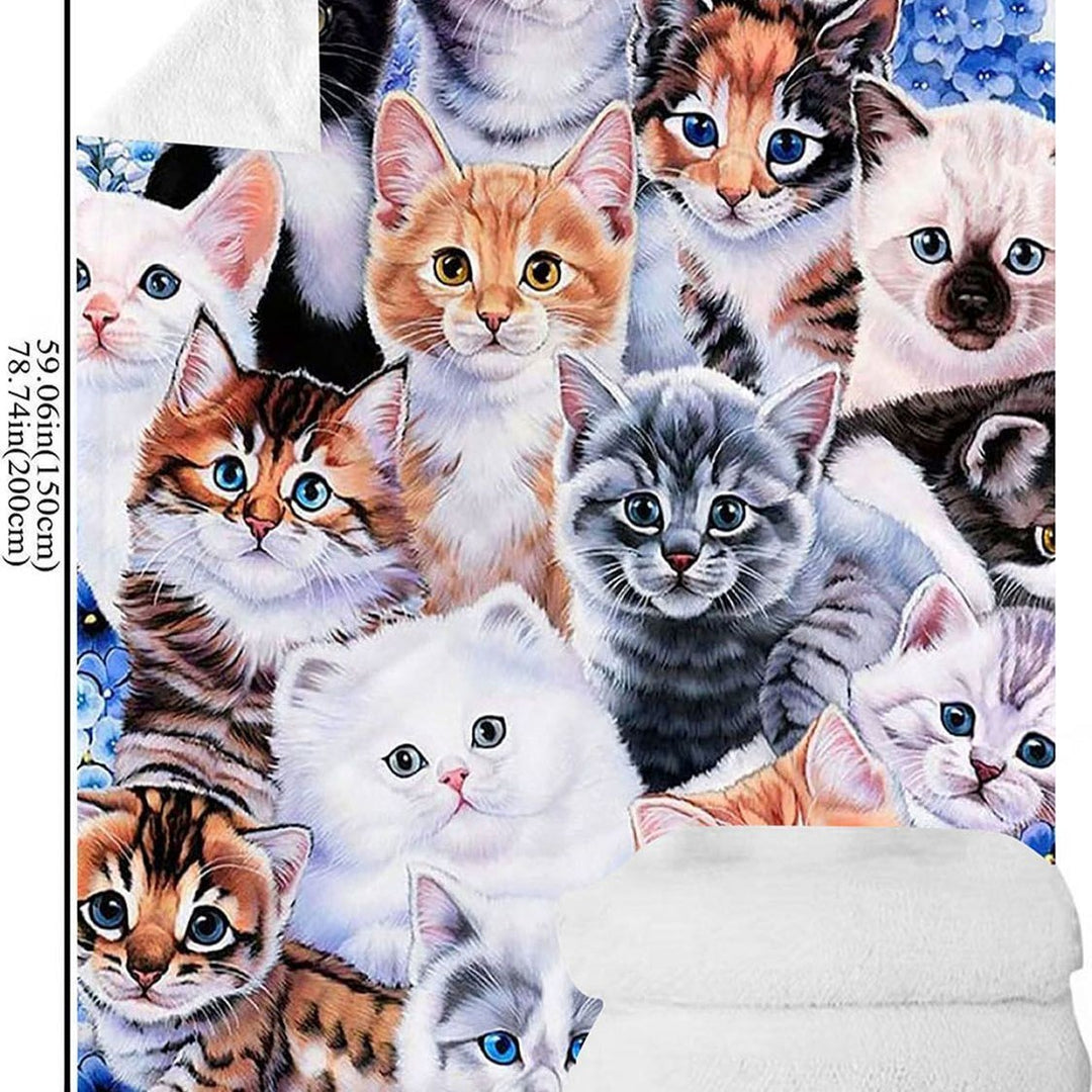 Cat-Themed Cozy Fleece Blanket