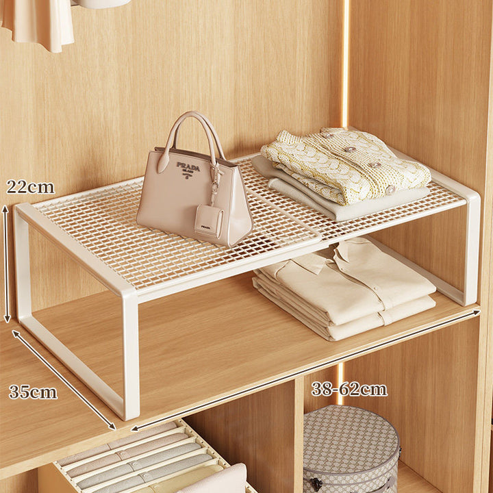 Expandable Metal Closet Shelf Riser and Stackable Wardrobe Organizer