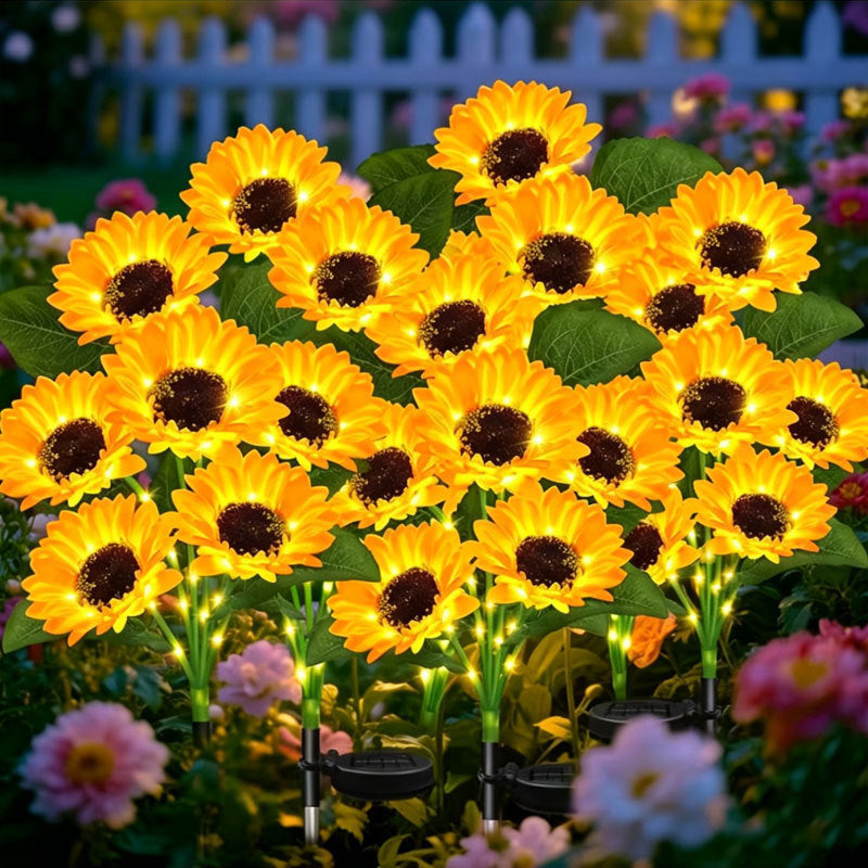 Solar-Powered LED Sunflower Garden Stake Lamp With Waterproof Panel And Adjustable Stem Stornfield