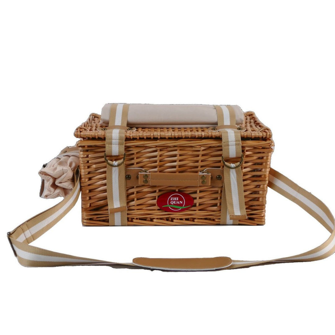 Women's picnic basket with comprehensive dish set and stylish details Stornfield