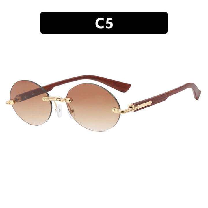 Women's round sunglasses with elegant wooden frame and UV protection Stornfield