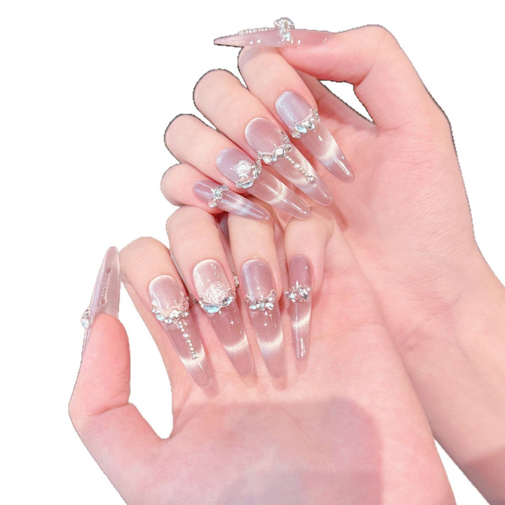 Glamorous Rhinestone-Decorated Press-On Nails