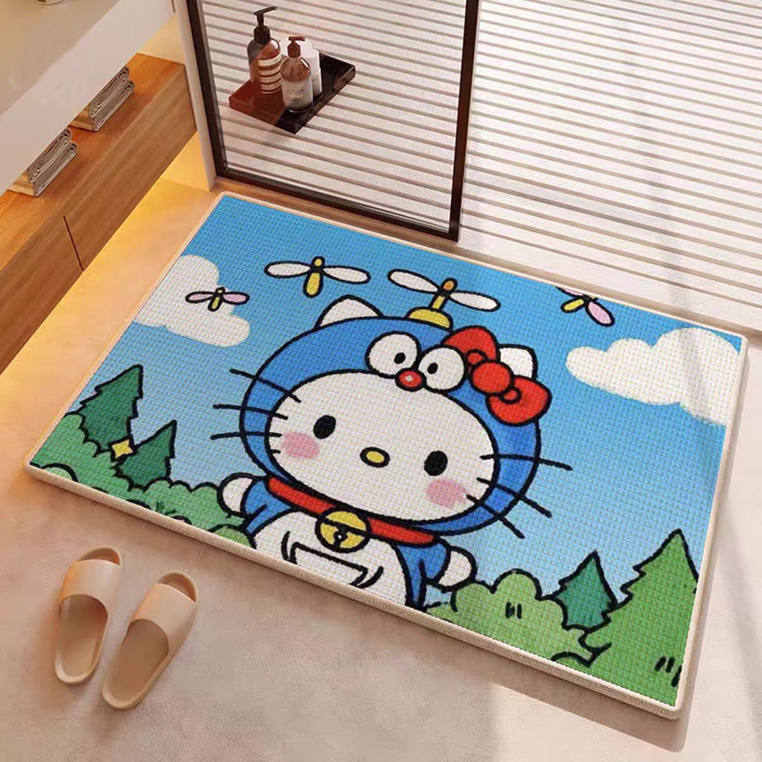 Cartoon Character-Themed Plush Bath Mat for Bathroom