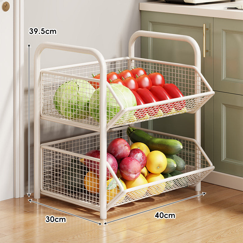 Three-Tier Rolling Mesh Produce and Pantry Storage Cart with Swivel Casters