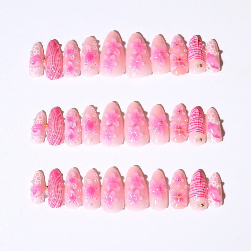 Artistic 3D Floral Press-On Nail Design