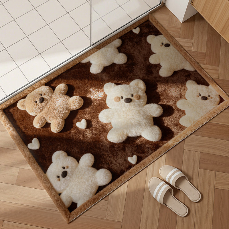 Plush Bear Pattern Bath Mat