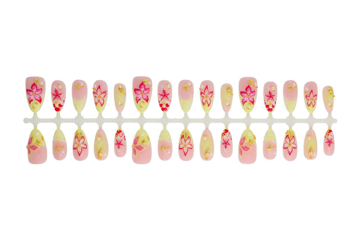 Artificial nail set with tropical motifs Stornfield