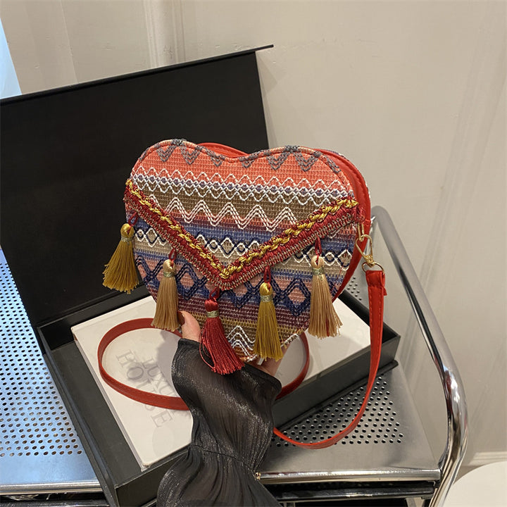 Heart-Shaped Handcrafted Crossbody Bag