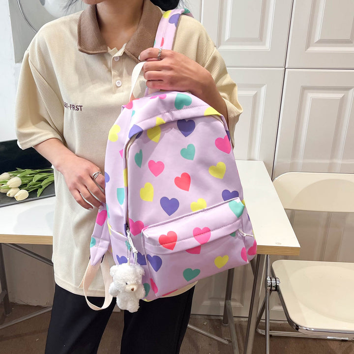 Heart-Patterned Casual Backpack Stornfield