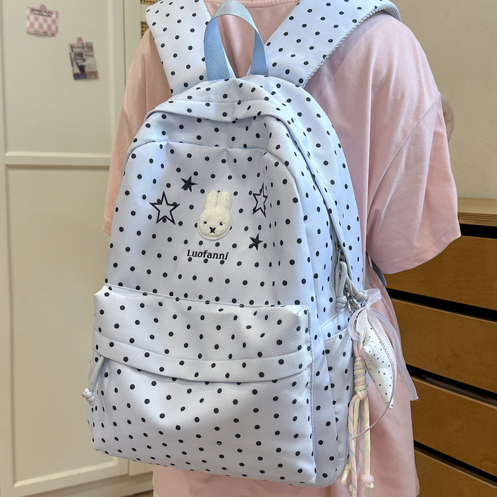 Polka Dot Backpack with Cute Character Accents Stornfield