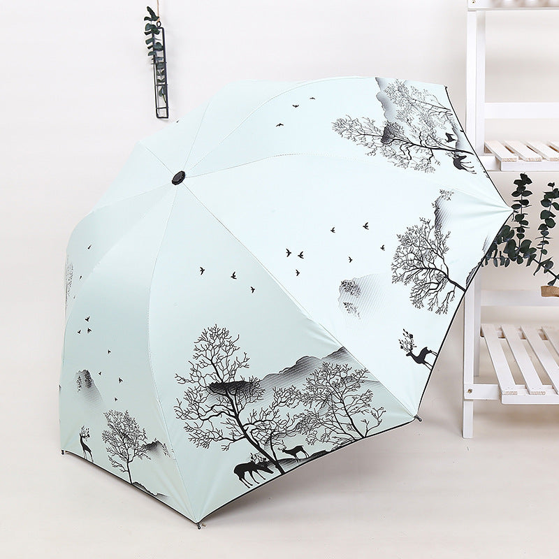 Ladies Foldable Umbrella with Artistic Nature Design Stornfield
