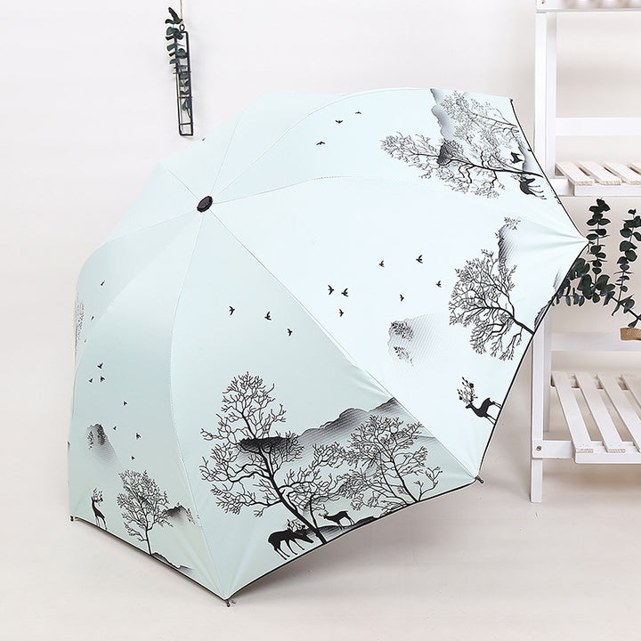 Ladies Foldable Umbrella with Artistic Nature Design Stornfield