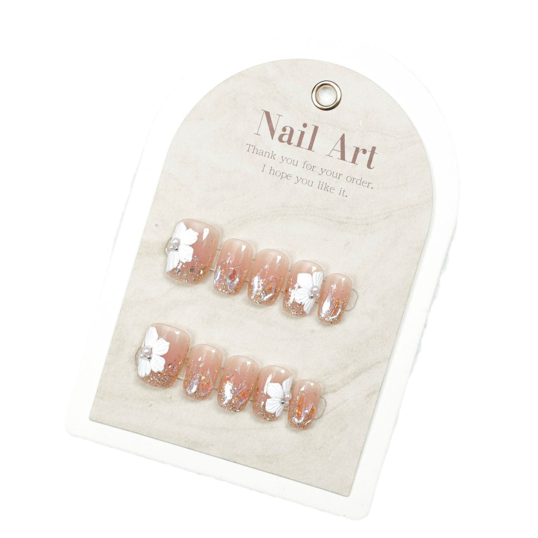 Artistic Floral-Embellished Press-On Nail Design Stornfield