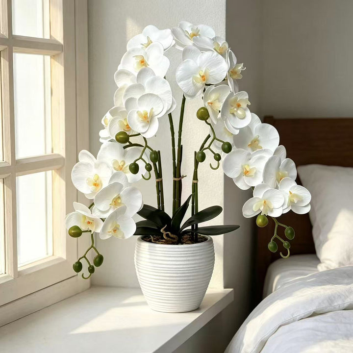 Decorative Artificial Orchid Arrangement for Indoor Decor Display