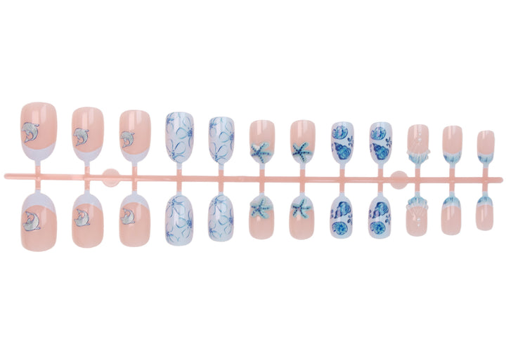 Acrylic nail set with maritime design and creative details Stornfield