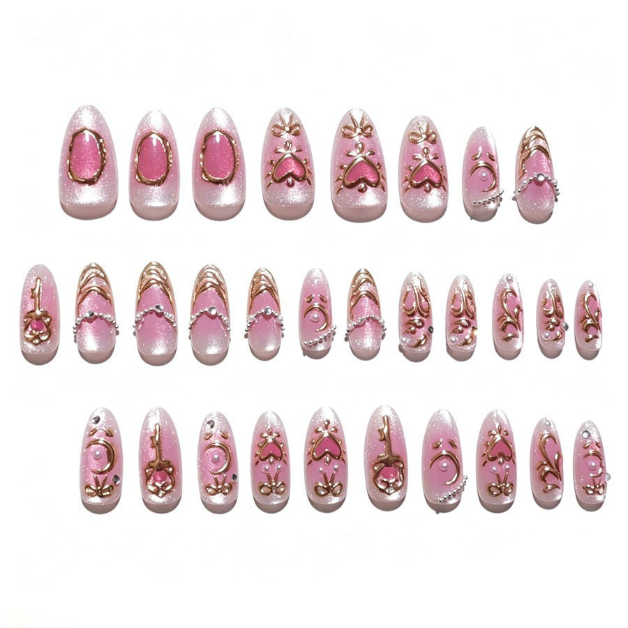 Artificial nail set with romantic decorations Stornfield