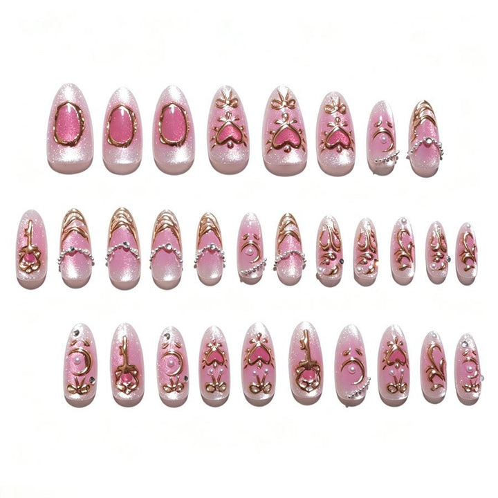 Artificial nail set with romantic decorations Stornfield
