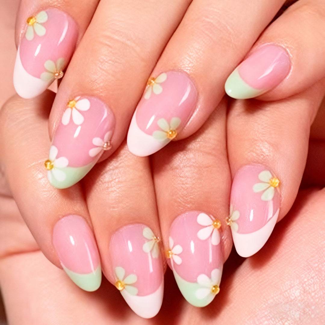 Artistic Floral-Embellished Press-On Nail Set Stornfield