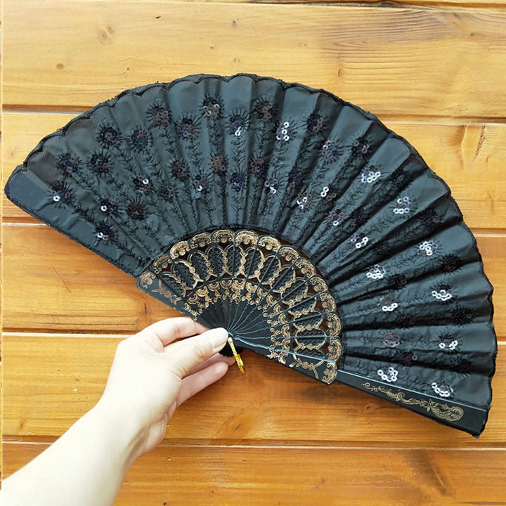 Ladies handcrafted fan with exquisite embroidery Stornfield