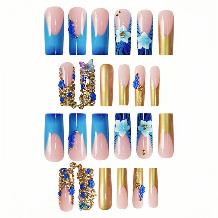 Artistic Floral Embellished Press-On Nail Extensions Stornfield