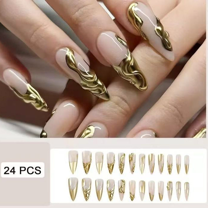 Artificial nails with golden, curved accents Stornfield