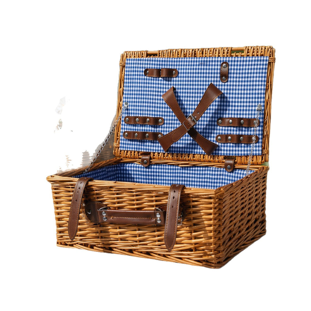 Ladies Luxury Picnic Basket with Offset Dish Compartment and Floral Lining Stornfield
