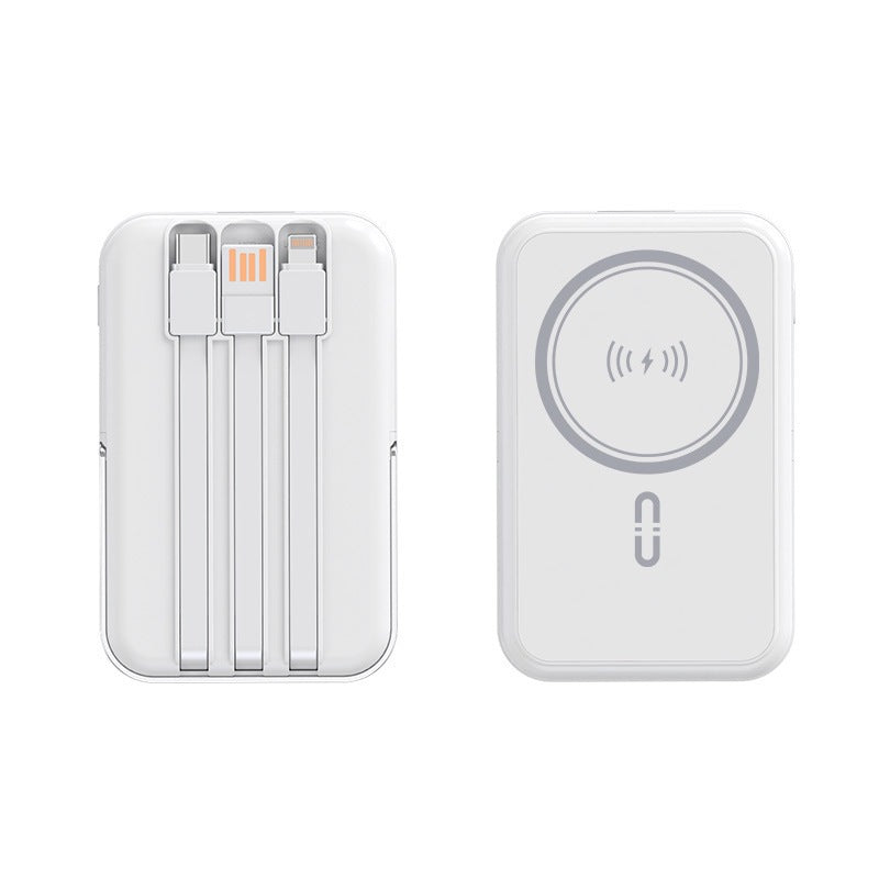 Portable power bank with integrated charging cable and wireless charging function Stornfield