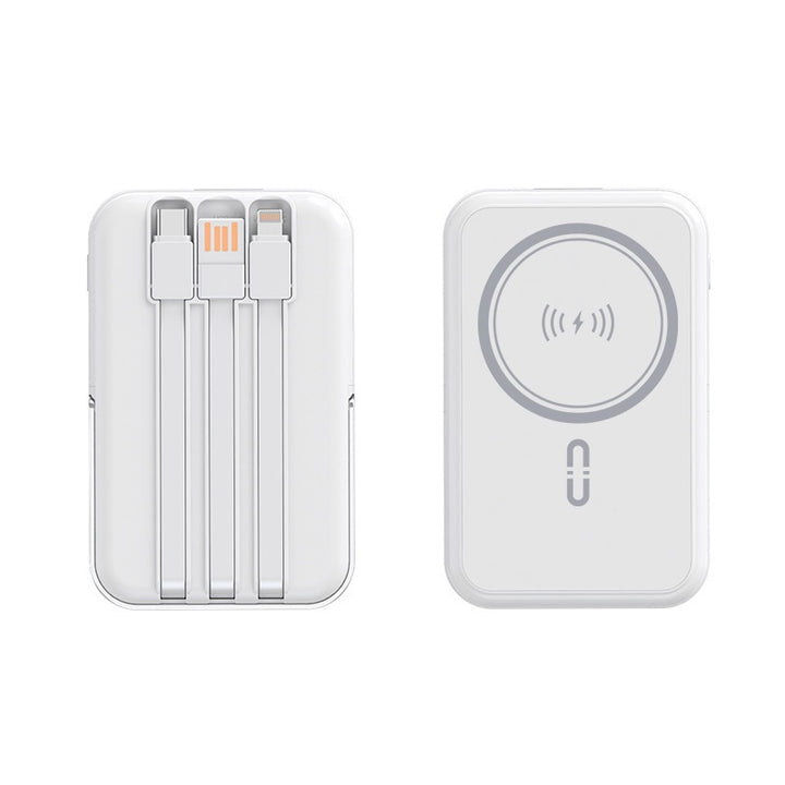 Portable power bank with integrated charging cable and wireless charging function Stornfield