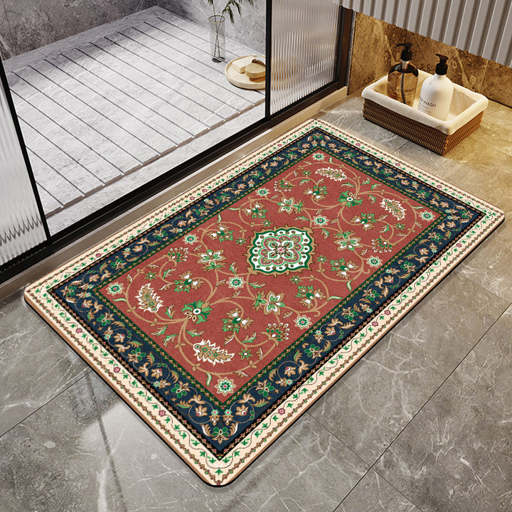 Elegant Vintage Floral Bath Mat Stornfield