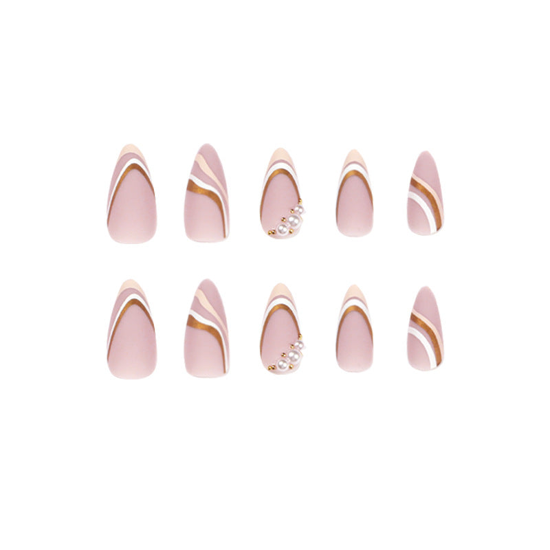 Artistic stiletto nails with elegant wave design Stornfield