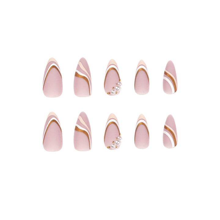 Artistic stiletto nails with elegant wave design Stornfield