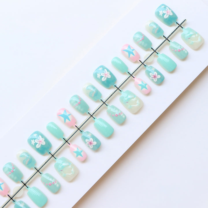 Mermaid-Inspired Decorative Press-On Nail Set Stornfield