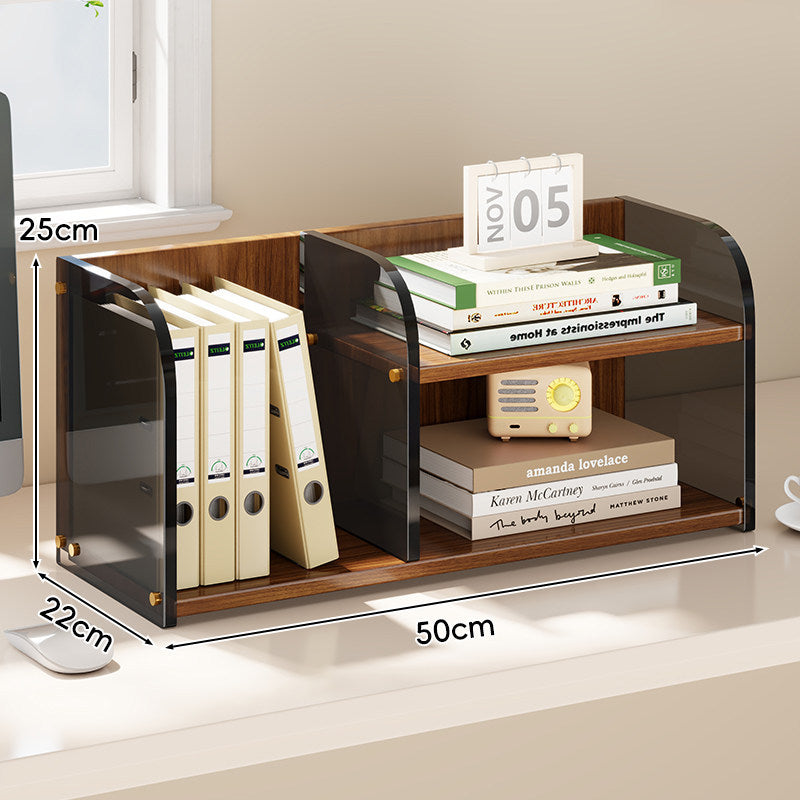 Curved-Acrylic Panel Dual-Compartment Desktop Book and Document Organizer