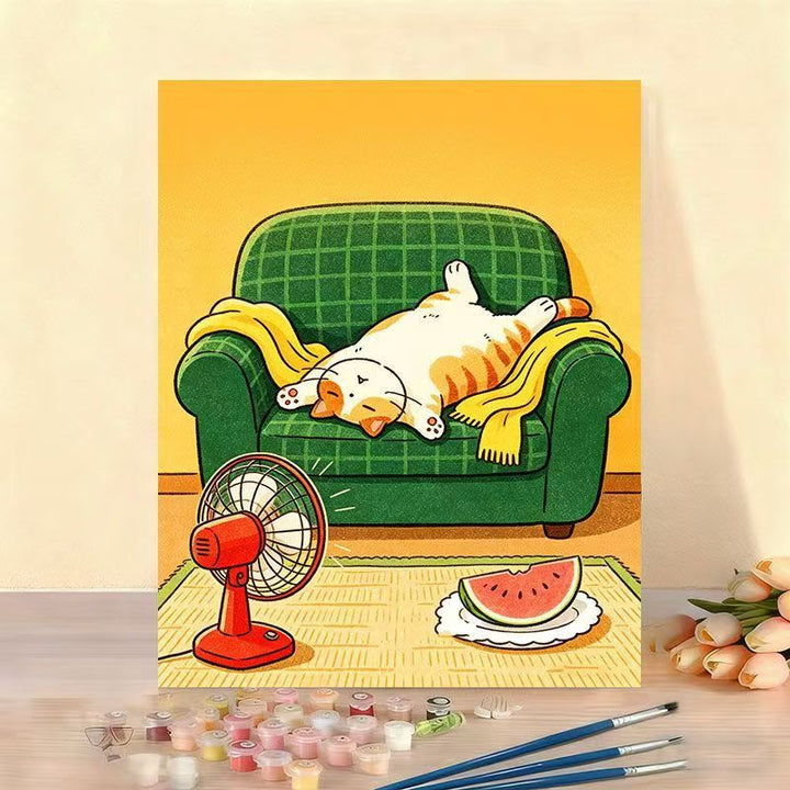 Whimsical Cat Illustration Canvas Artwork Stornfield