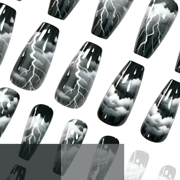 Artistic Lightning-Themed Nail Art Extensions Stornfield