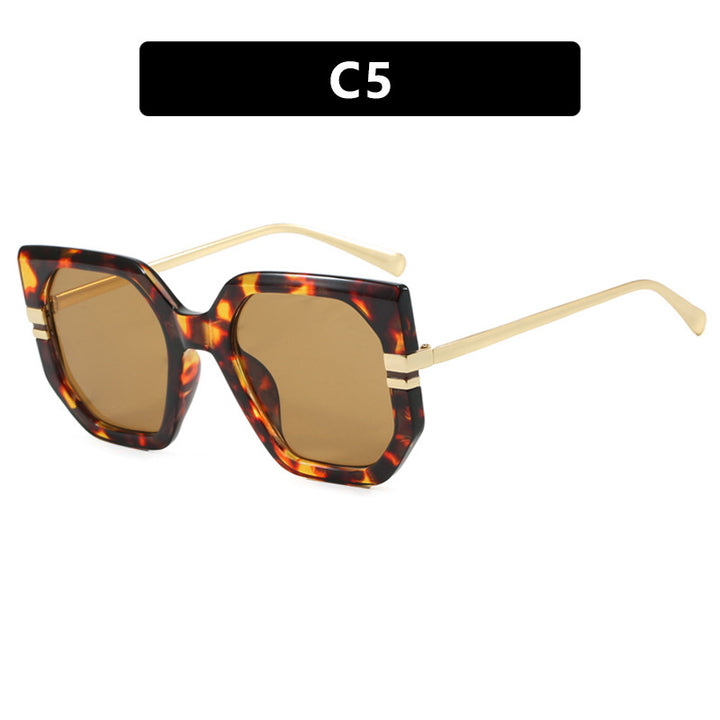 Women's geometric sunglasses with luxurious gold frame and polarized lenses Stornfield