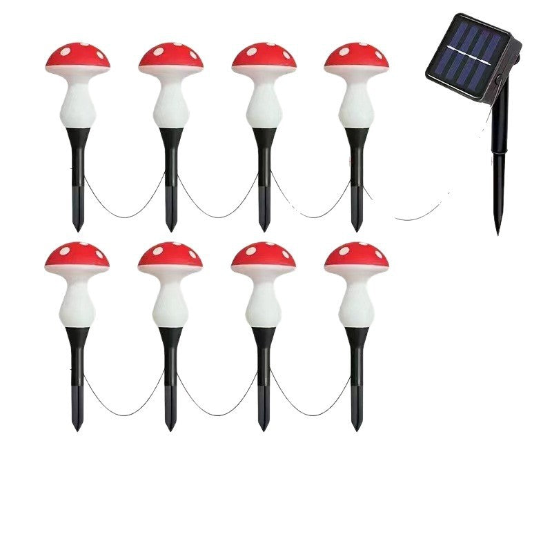 Whimsical Mushroom Pathway Stake String Lights With Ceramic-Style Caps And Warm LED Illumination Stornfield