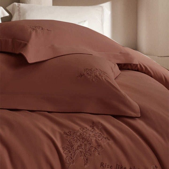 Luxury Embroidered Cotton Sateen Duvet Cover Bedding Set