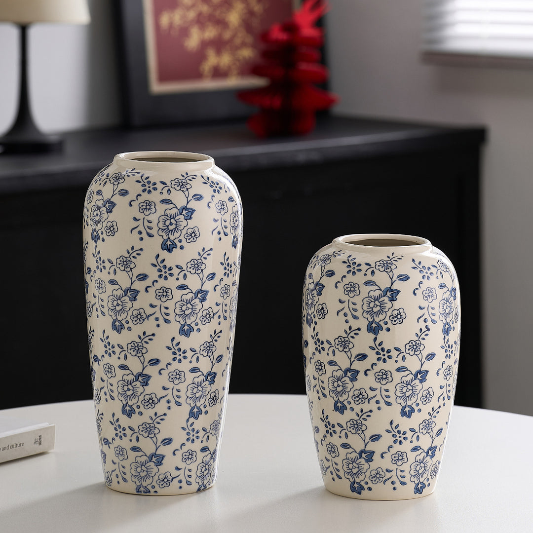 Decorative ceramic vase with floral pattern Stornfield
