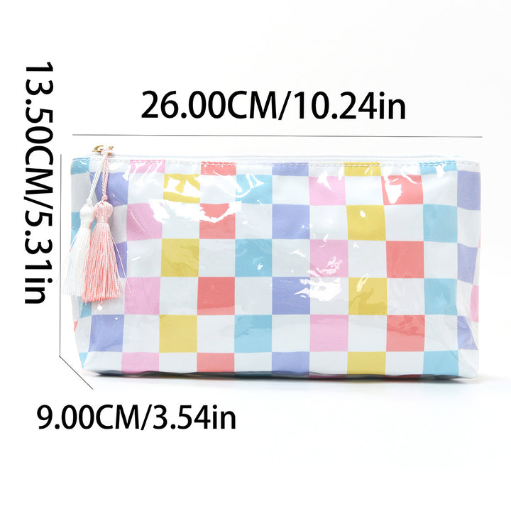 Cosmetic storage bag with water-repellent surface and tassel detail Stornfield