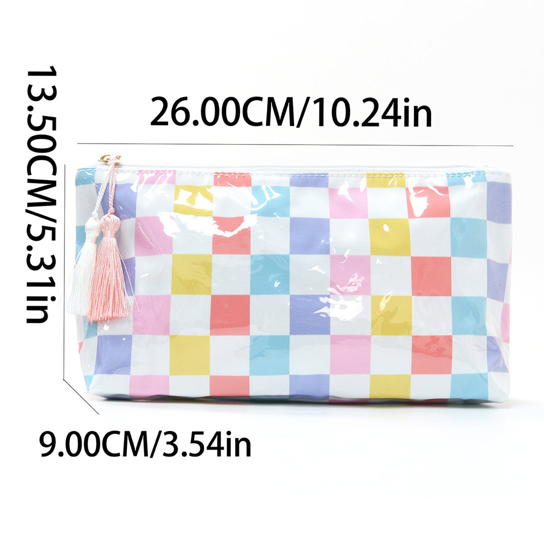 Cosmetic pouch with colorful check pattern Stornfield