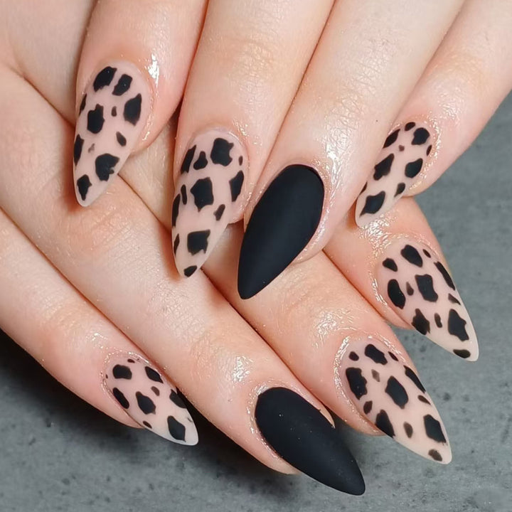 Artistic Stiletto Press-On Nails with Leopard Design Stornfield