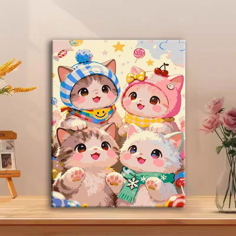 Cute Cat Character Canvas Art Print Stornfield