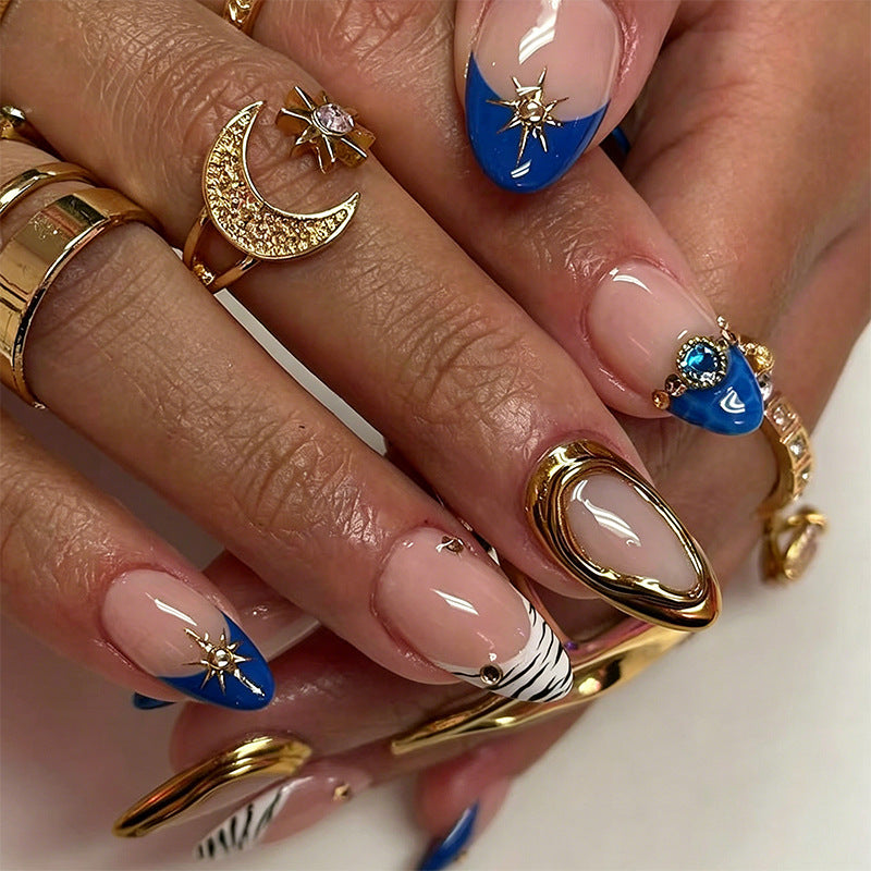 Acrylic nail set with elegant flower and glitter design Stornfield