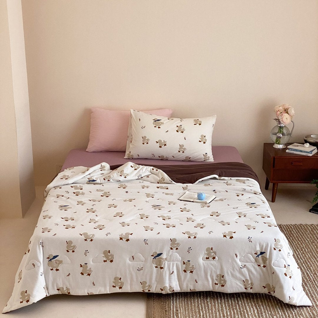 Playful Canine-Print Brushed Microfiber Duvet Cover Set with Smooth Grey Reverse and Envelope Pillowcase