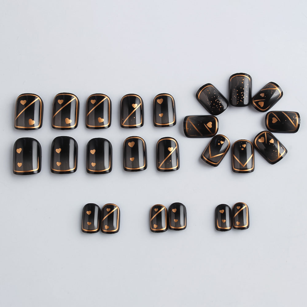 Elegant Heart-Embellished Press-On Nails Stornfield