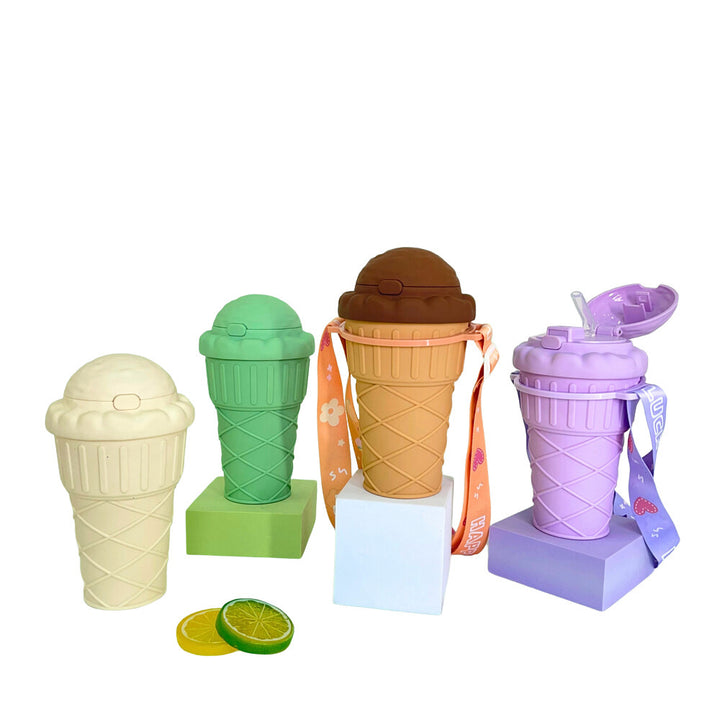 Women’s creative ice cream cup drinking bottle with practical carrying strap Stornfield