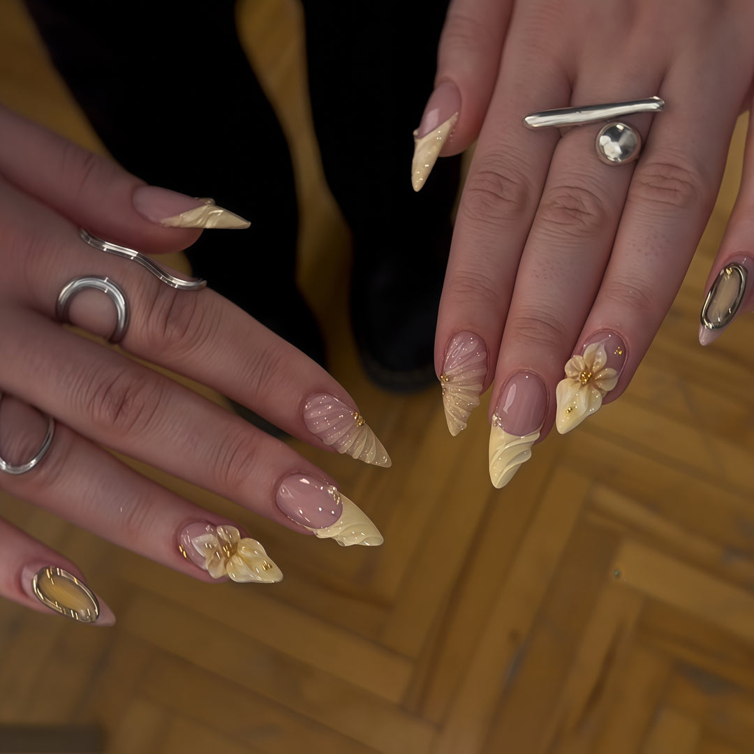 Decorative Floral Stiletto Press-On Nail Set Stornfield